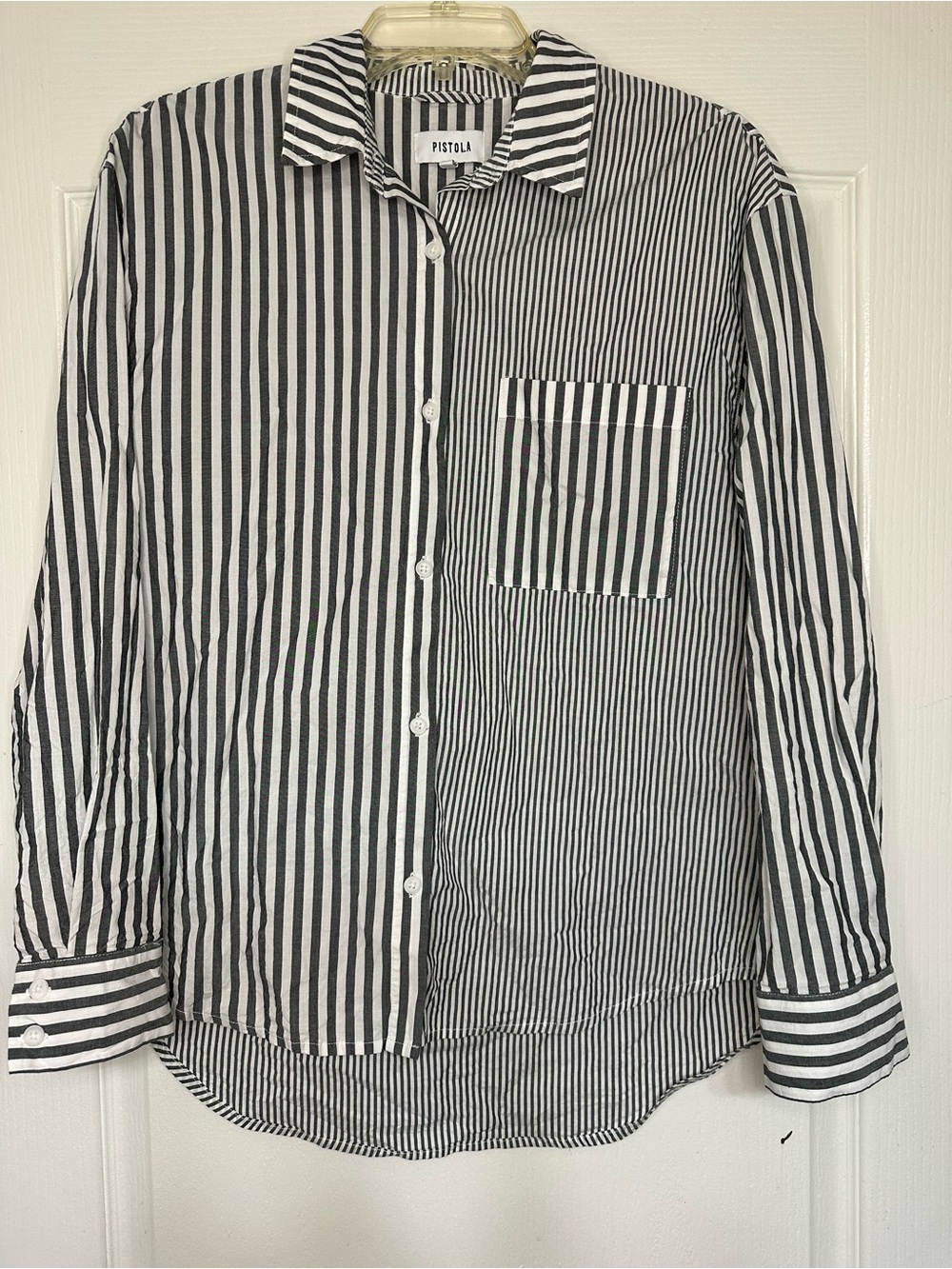 Pistola Millie Mixed Stripe Colorblock Button Down Shirt Size S Cotton